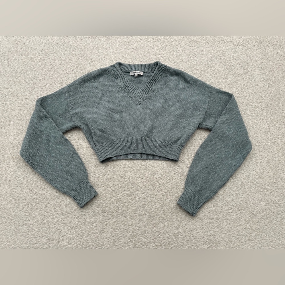Madewell Cozy Knit V-Neck Sweater Women’s Size Small Light Blue